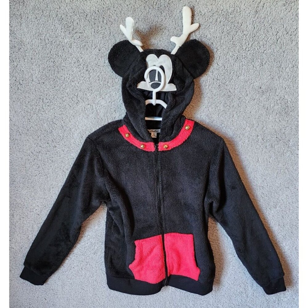 Disney Parks Christmas Mickey Mouse Reindeer Hoodie Sweatshirt Youth Size XL